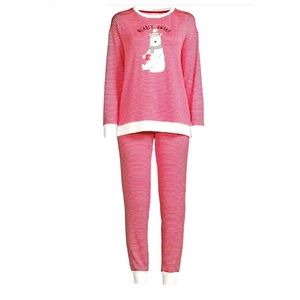 Secret Treasures Super Soft Striped Pj Set Plus size Polar Bear Cozy Pajamas NWT